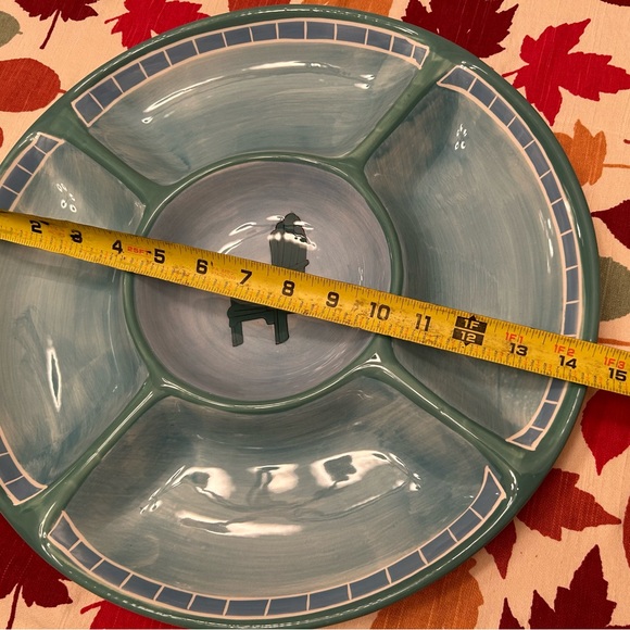 Brushes handpainted Stonemite, Chips & Dip 15” large collectible Serving Platter - Picture 4 of 8